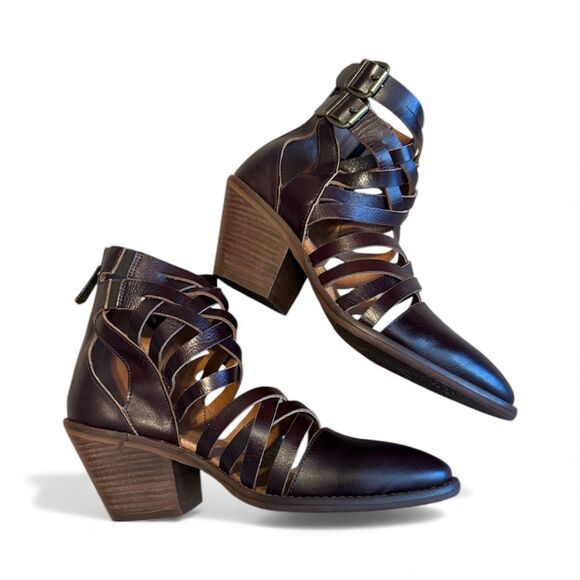 Veracruz by Sundance Leather Strappy Heeled Boots NWOB Sz 37 - Picture 1 of 8